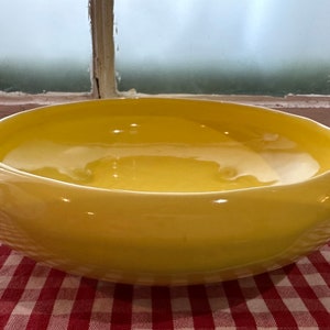 Coronet Ceramics Egg Yolk Yellow Footed Florist&#39;s UFO Planter California USA 1960s Vintage Bud Saucer