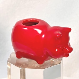 FRANKOMA Pee Wee Pig Toothpick Holder - Scarlet Red Art Pottery