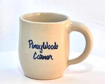 PineyWoods Corner Handmade Stoneware Mug East Texas Pottery Turned Ceramic Cobalt Coffee Cup