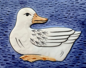 Duck Plate by Sigma Towle Luncheon Hand Painted 1980s Country 8 inch