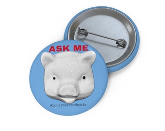 Pee Wee Polka Dotted Pig ASK ME pin button 1.25"