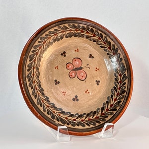 Tonalá Plate Butterfly Jalisco Mexico Handmade Detailed Ceramic Decorative Pottery image 1