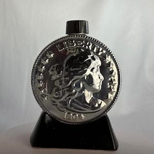 1968 Ezra Brooks ceramic 1804 Silver Dollar whiskey bottle by Heritage China Federal Eagle pre Bicentennial