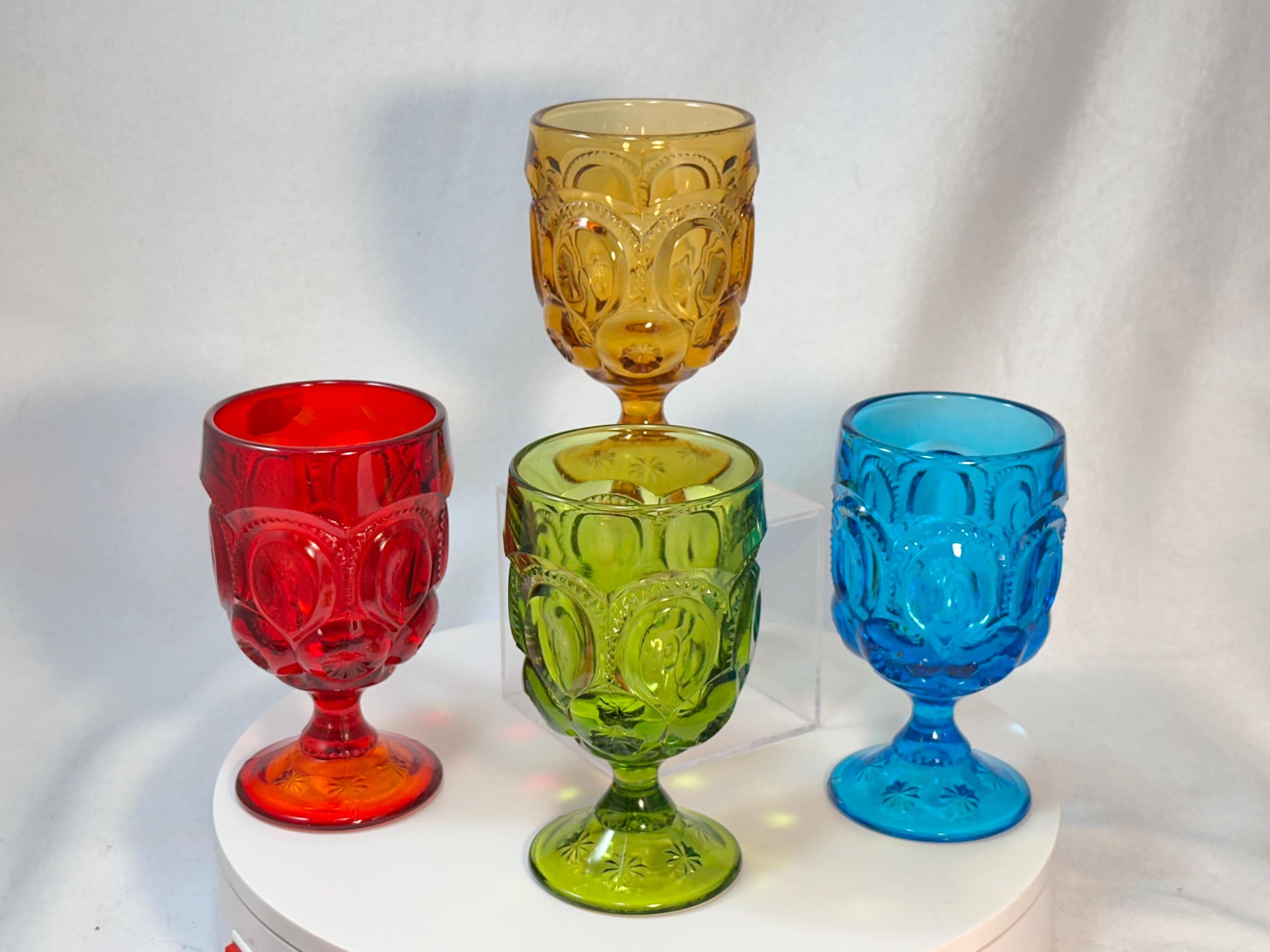アンティークグラス Moon and Stars Goblets Vintage Rainbow Moon & Stars Goblets by L E Smith Heritage Glass