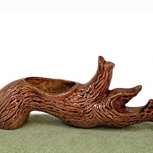 Driftwood Planter Vintage Brown Ceramic Wood Pottery Succulent Bonsai Cactus Classic Large Midcentury Decor