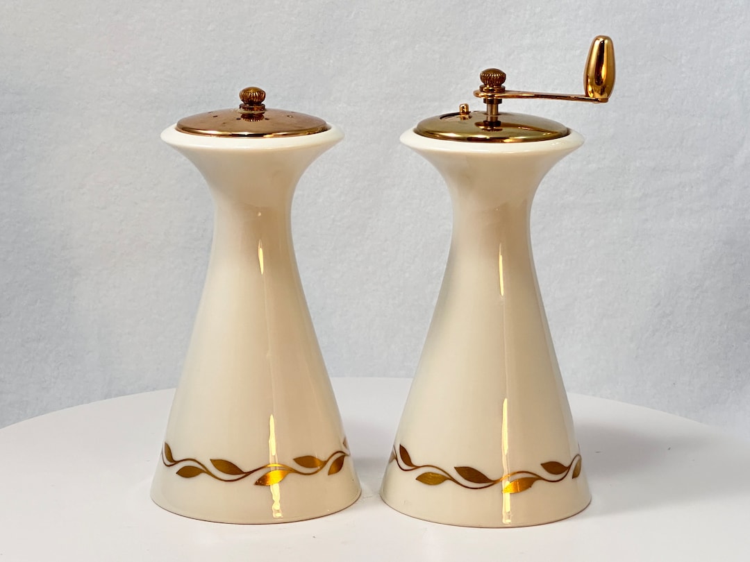Lenox Golden Wreath Salt and Pepper Set George Thompson Peppermill