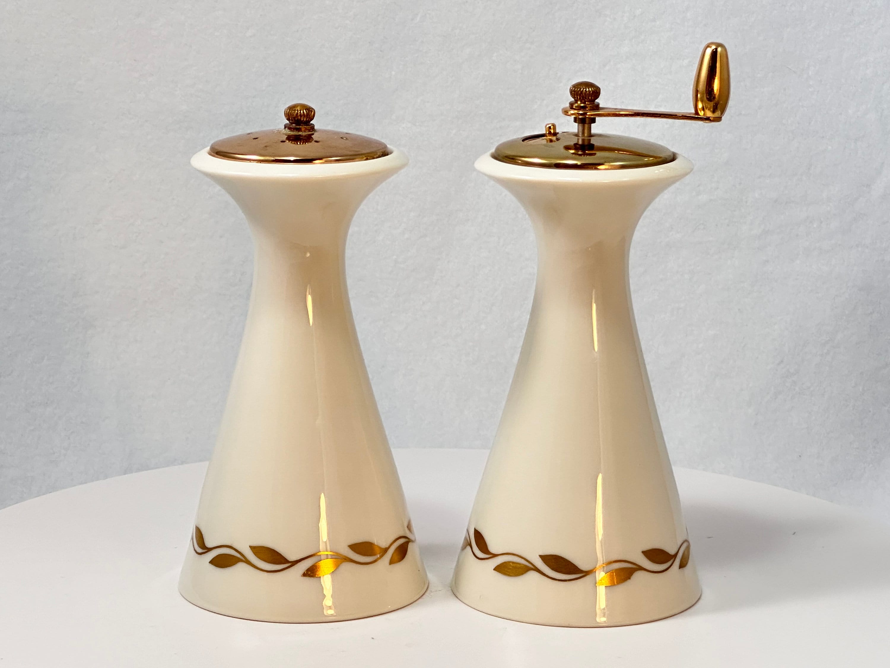 Lenox Golden Wreath Salt and Pepper Set George Thompson Peppermill