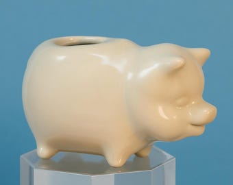 ヴィンテージの手作り斑点模様の陶器製豚 - Etsy 日本