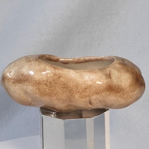 Vintage Ceramic Potato 1970s Brown Speckle Glaze Studio Pottery Small Planter Bowl 1976