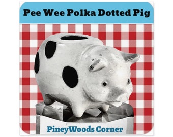 Pee Wee Polka Dotted Pig Square Stickers, Indoor\Outdoor