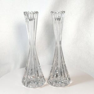 Mikasa Crystal Candle Holders taper fluted Viscount sparkling lead crystal tapers