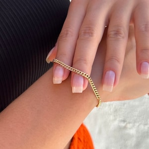 Brazalete gourmet de oro macizo de 14 quilates • Brazalete gourmet • Joyería de oro de tendencia • Brazalete de oro real de 14 quilates • Brazalete de oro minimalista