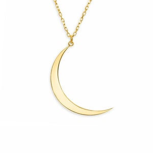 14k Solid Gold Moon Star Necklace, Gold Crescent Necklace, Dainty Necklace, Minimalist Jewelry, Valentines Day Gift,Chiristmas Gift