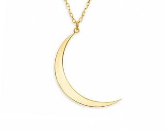 14k Solid Gold Moon Star Necklace, Gold Crescent Necklace, Dainty Necklace, Minimalist Jewelry, Valentines Day Gift,Chiristmas Gift