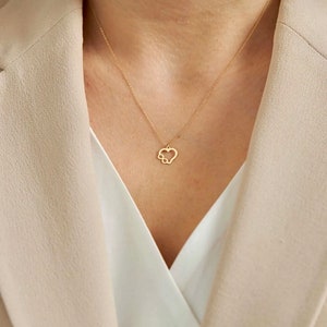 Colar de coração infinito de ouro 14 quilates para mulheres, colar de coração, presente de dia dos namorados, colar infinito de ouro, presente de dia das mães