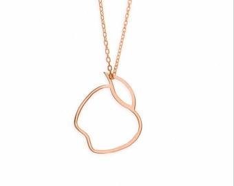 14K Gold Fruit Necklace - Gold Apple Necklace  - Gold Apple Pendant - Fruit Minimal Pendant - Bridesmaid Gift - Christmas gift
