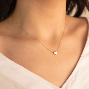 Colar de coração de ouro maciço 14K para mulheres | Colar de coração | Colar com pingente de coração de ouro 14 quilates | Gif de dia dos namorados | presente de dia das mães