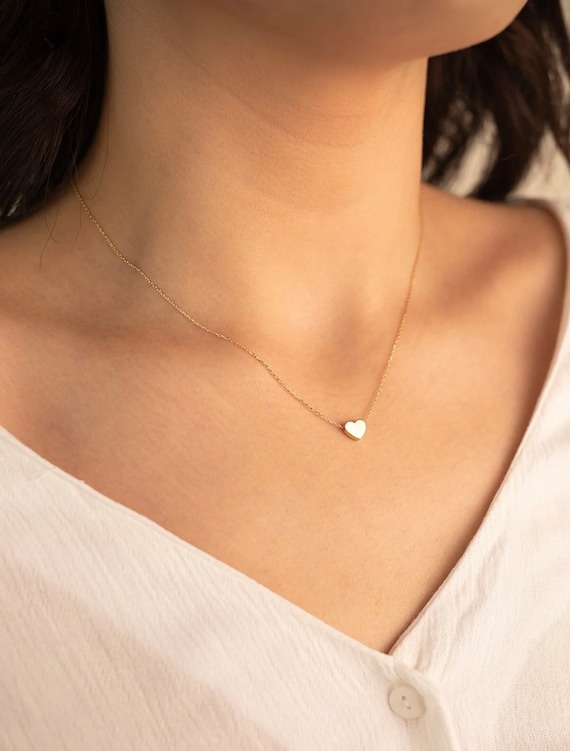 14K Solid Gold Heart Necklace for Women | Heart Necklace