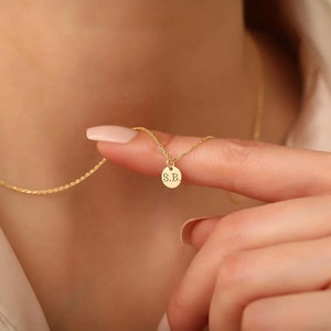 Colar personalizado de ouro de 14 quilates, colar de letras, colar de letras personalizado, presente de dia dos namorados, presente de ano novo, colar de casal
