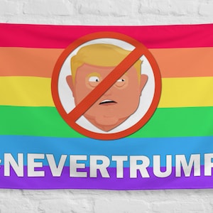 LGBTQ+ Pride Anti-Trump Flag with #NeverTrump | Rainbow Protest Flag for Home or Marches | Never Trump
