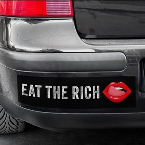 2 Pack &quot;Eat The Rich&quot; Bumper Sticker – 11.5&quot; x 3&quot; Weatherproof Vinyl Decal