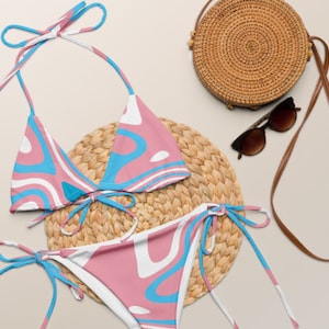 Trans String Bikini | Trans Flag Bikini | Pride Bikini Set | Pride Parade String Bikini | Trans Pride String Two-Piece