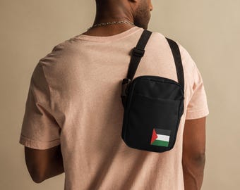 Bolso bandolera con la bandera de Palestina – Correa ajustable, estilo urbano activista, bolso bandolera utilitario palestino