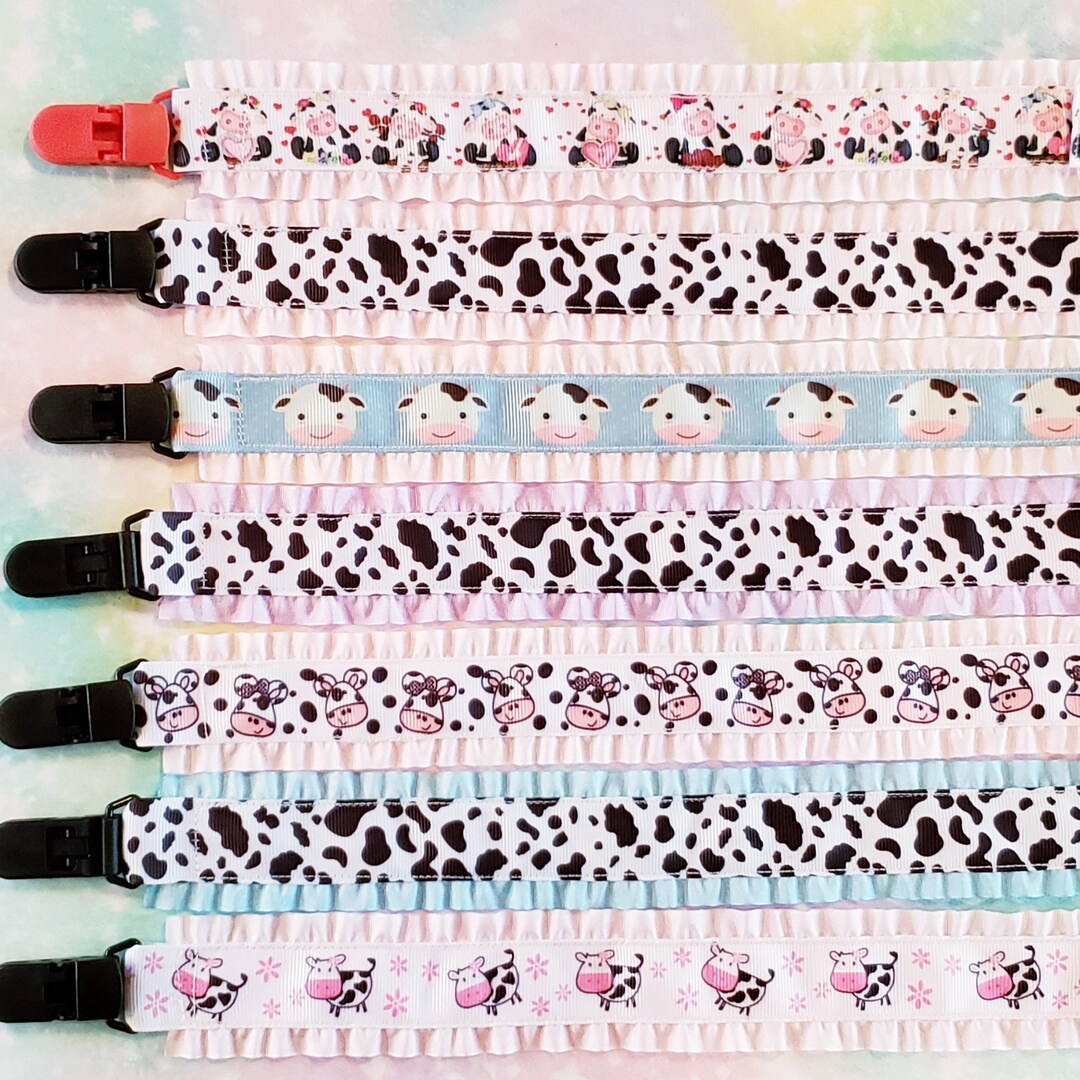 Kawaii Cow Print Character Pacifier Clip: Handmade Double-sided Adult ...