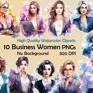 Aquarell Business Frau Clipart Elegante Frauen PNG Digitale Kunst Download Mode Mädchen Illustration Lady Boss Malerei Kommerzielle Nutzung Handwerk