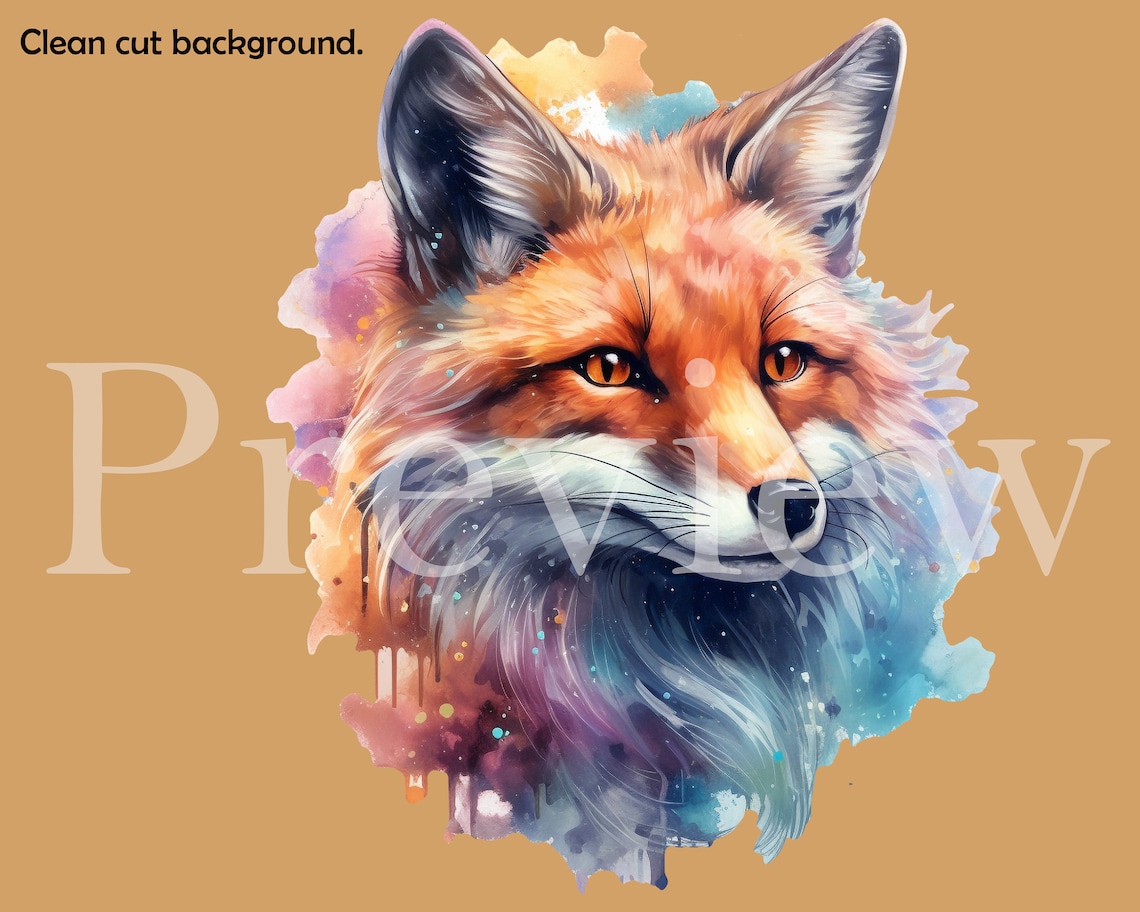 Mystical Fox Clipart Fantasy Illustration Watercolor Woodland Animal