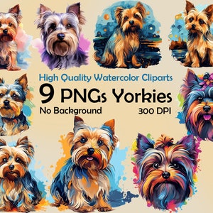 Watercolor Yorkie Clipart Bundle, Dogs PNG, watercolor Yorkie PNG, Yorkie Digital Download, Yorkie Clipart , Yorkshire Terrier clip art
