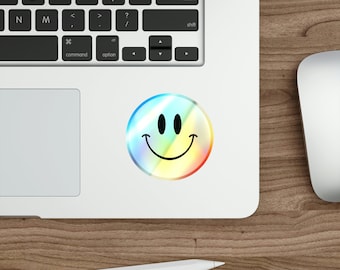 All Smiles Smiley Holographic Die-cut Stickers Die Cut Holographic Sticker
