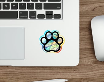 Dog Paw Print Animal Holographic Die-cut Stickers Die Cut Holographic Sticker