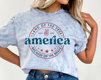 Chemise rétro USA Tie Dye Comfort Colors, Freedom Tour, quatrième chemise rétro, chemise Womens 4th of July, America Patriotic Shirt, Independence