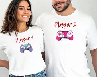 Player 1 & Player 2 Couples Shirt, group shirt, Gamer Valentine's Day, gamers, valentine
