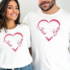 Custom Valentine&#39;s Day Heart Shirt, personalized tshirt, double heart lovers tee