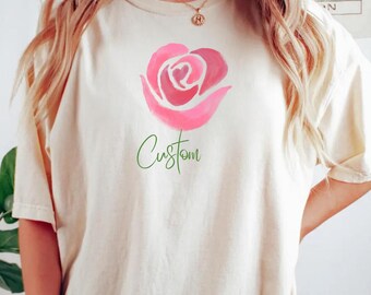 Custom Valentine's Day shirt, flower tshirt, lover shrit, rose shirt, customized t-shirt
