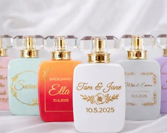 Personalized Colorful Refillable Perfume Bottle, Custom Engraved Perfume Bottle, Elegant Gift for Mother of the Bride, Customized Wedding