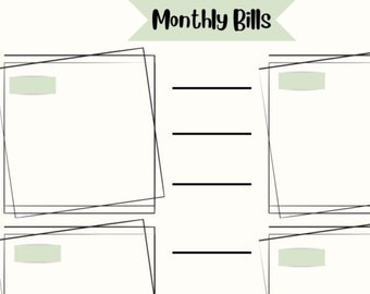 Monthly Bill Planner - Etsy