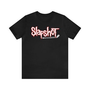 Slapshot Hockey T-Shirt Adult Jersey Short Sleeve, Mens and Womens black tee