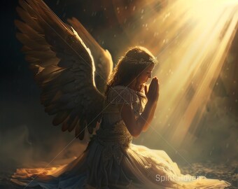 Praying Angel Digital Image, Beautiful Angels Art, Blessings