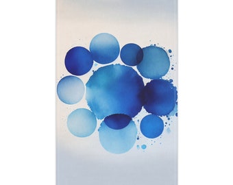 Azure Bubbles | Chic Blue Watercolor Tea Towel for Modern Kitchens