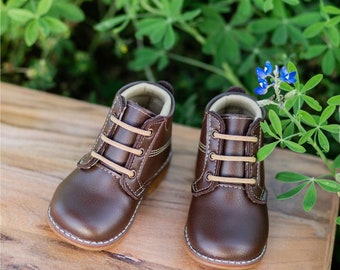 Baby Toddler Infant Leather Boots First Walker Shoes with Ankle Support Non-Slip Sole for Boys and Girls Handmade by Artisans