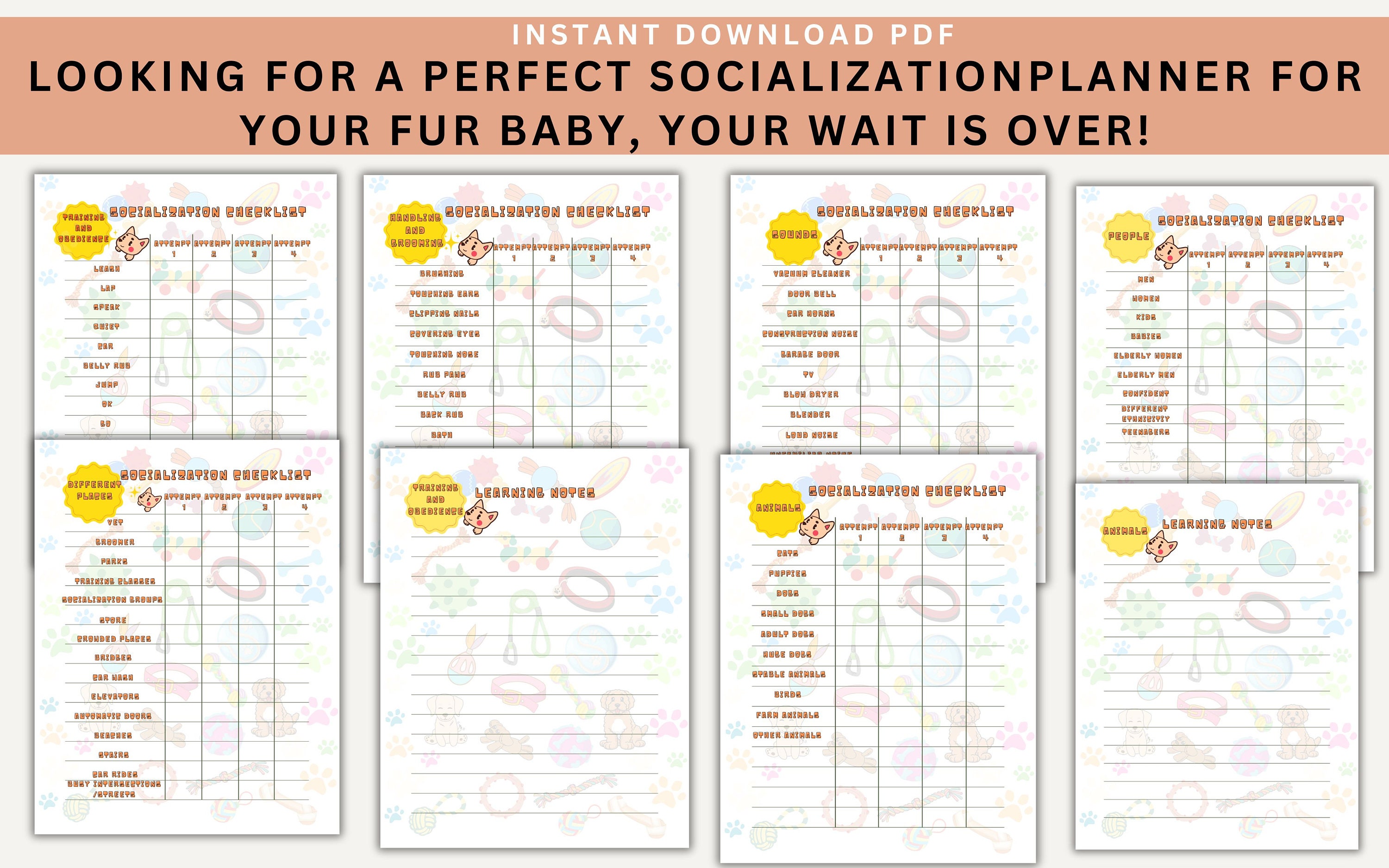 Complete Printable Dog Socialization &amp; Training Planner, Puppy ...