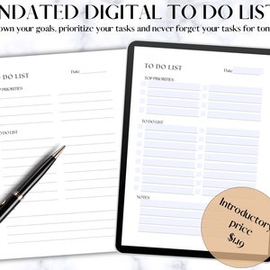Planificador de productividad: Planificador sin fecha con prioridades principales, sección de tareas pendientes, notas, acceso digital e imprimible, PDF rellenable, A4/A5/Carta/Medio