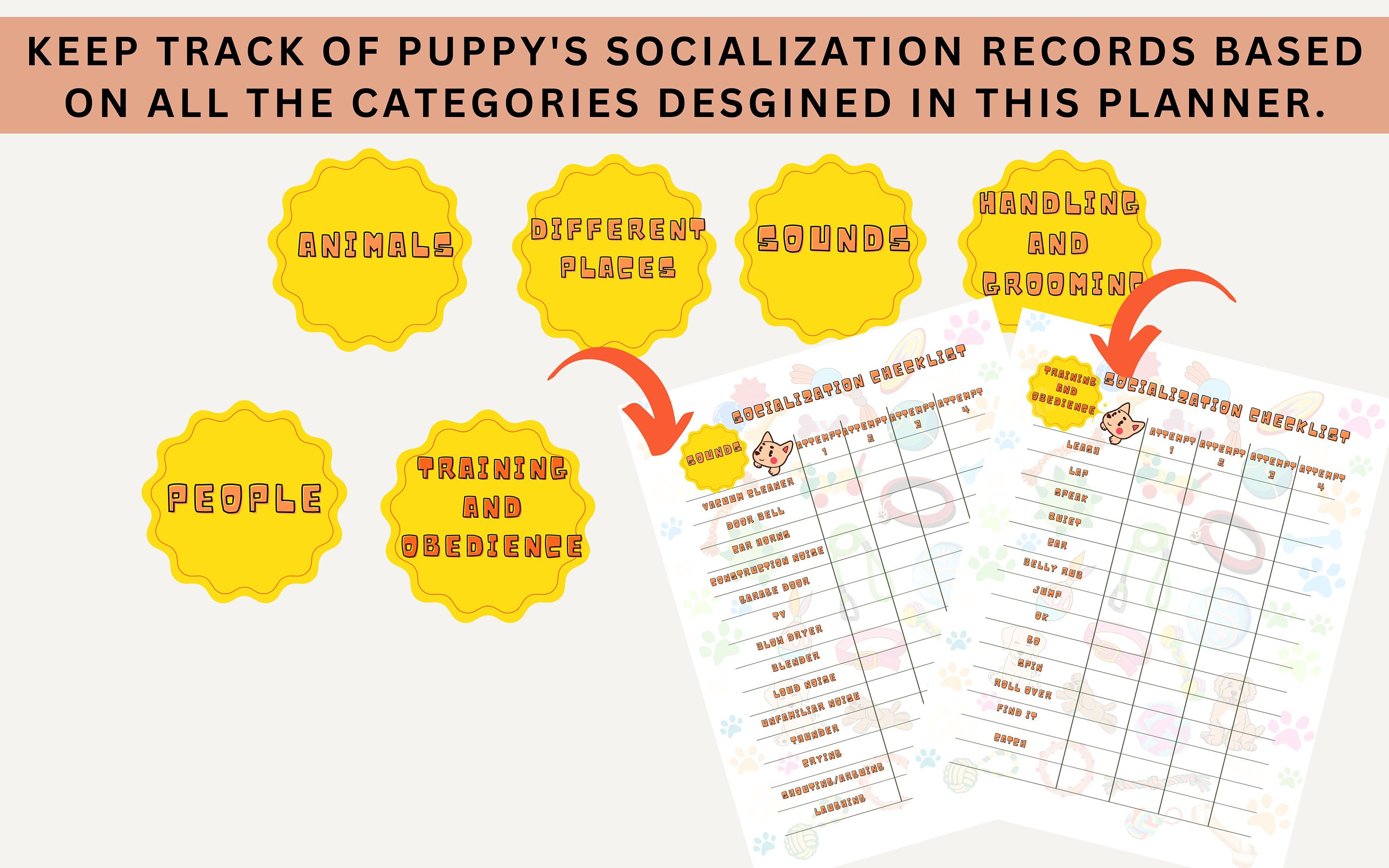 Complete Printable Dog Socialization &amp; Training Planner, Puppy Socialization Checklist, Step-by ...