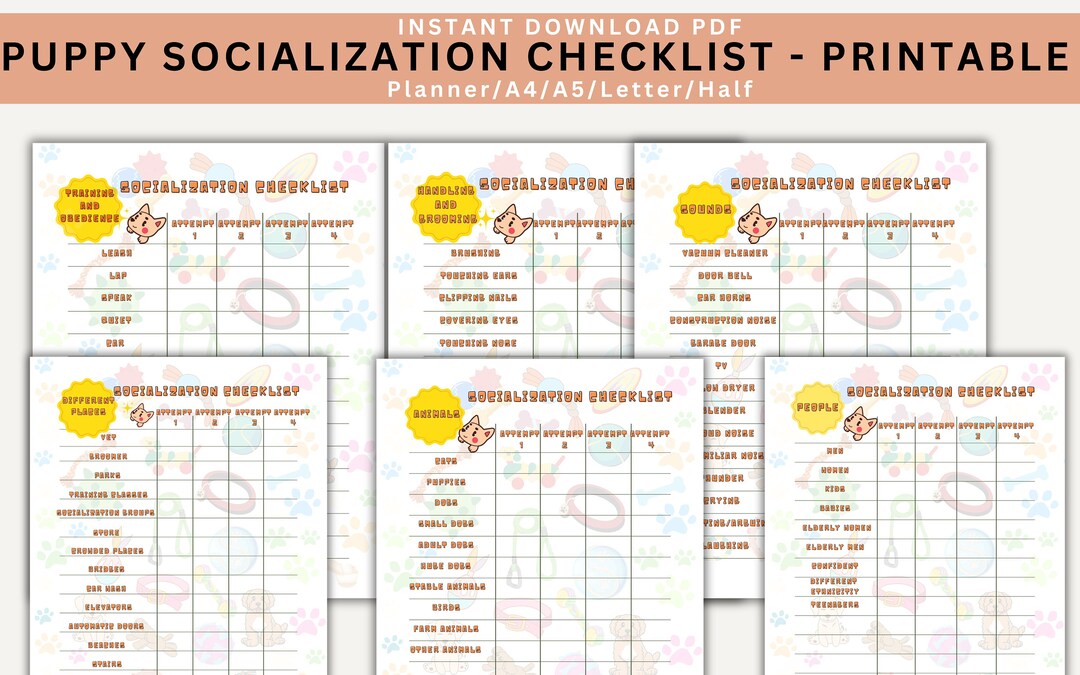 Complete Printable Dog Socialization &amp; Training Planner, Puppy ...