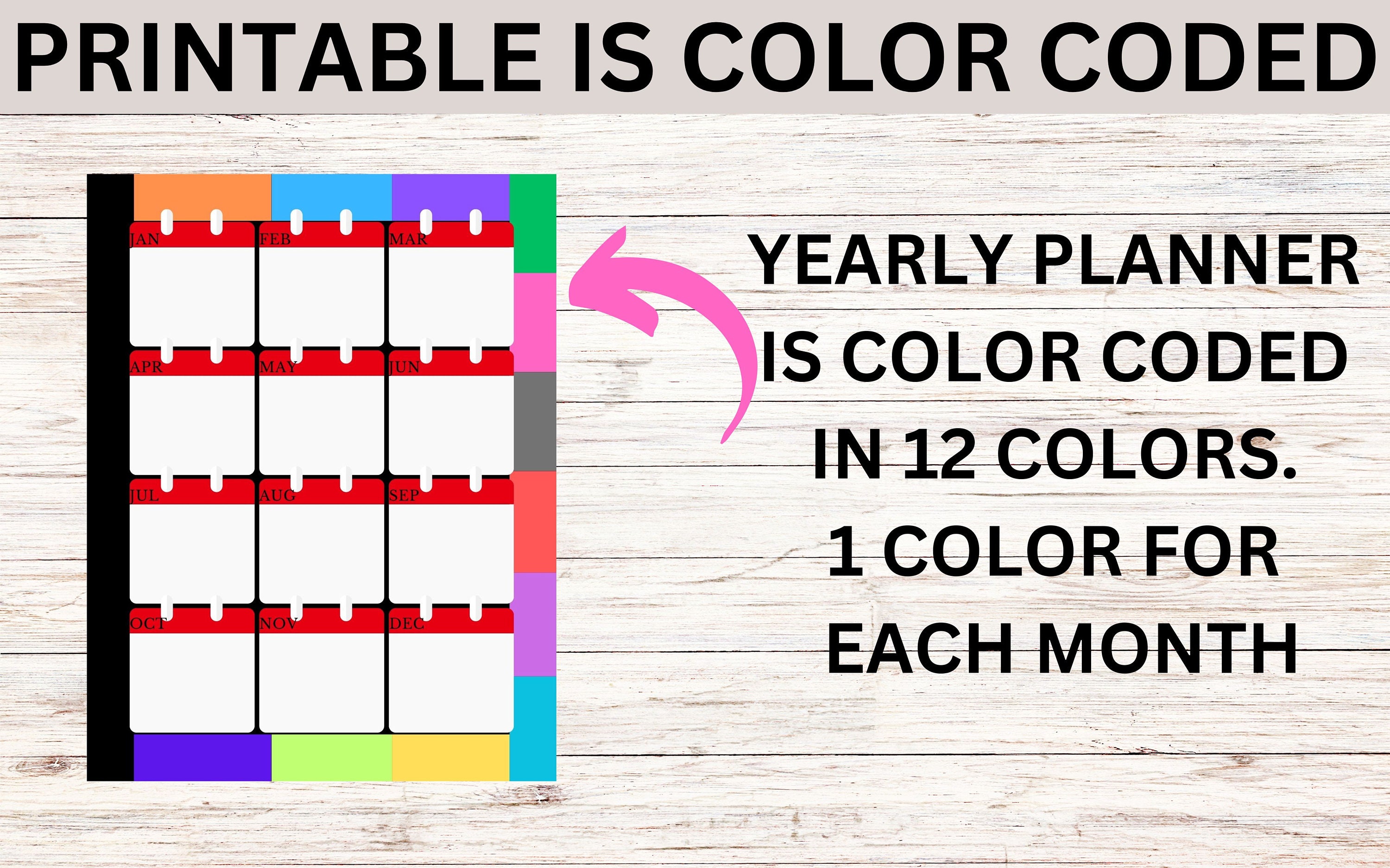 Ultimate Color-coded Printable Planner Bundle: Customizable Yearly ...