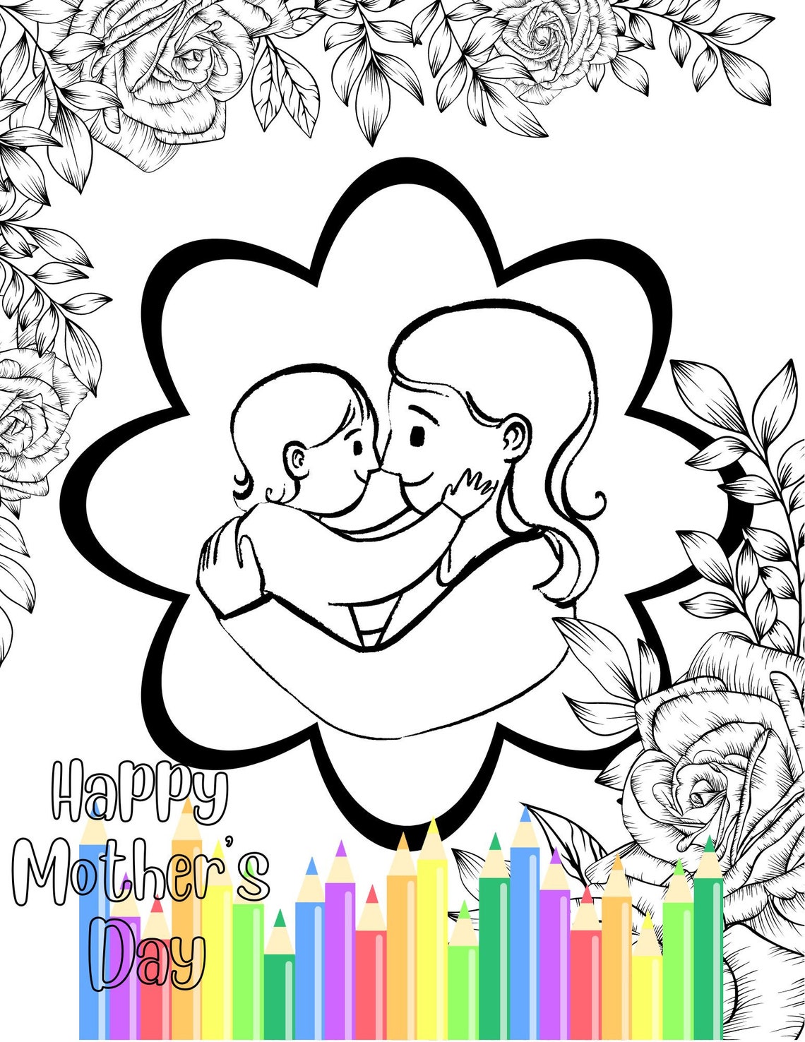 Printable Coloring Page for Mom. Printable Coloring Page for Kids, Adults, Teens for This Mother ...
