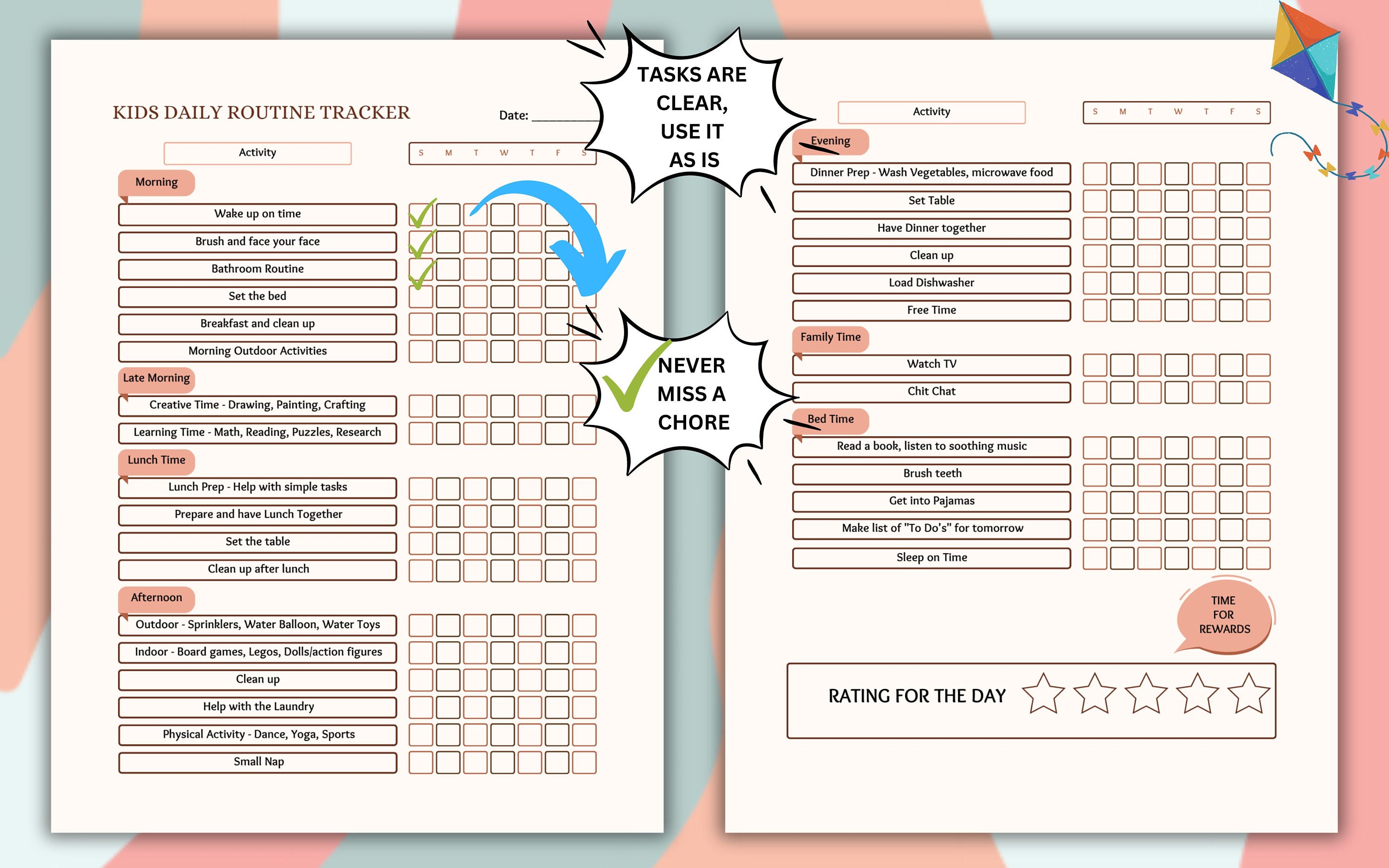 Summer Checklist Routine Guide for Kids, Encouraging Engagement ...